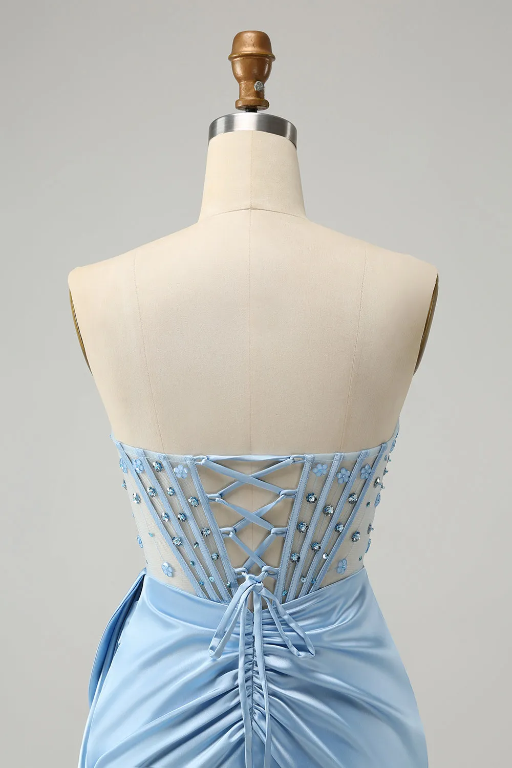 Sparkly Blue Bodycon Sweetheart Corset Homecoming Dress with Beading sold by Zapaka product image thumbnail 5