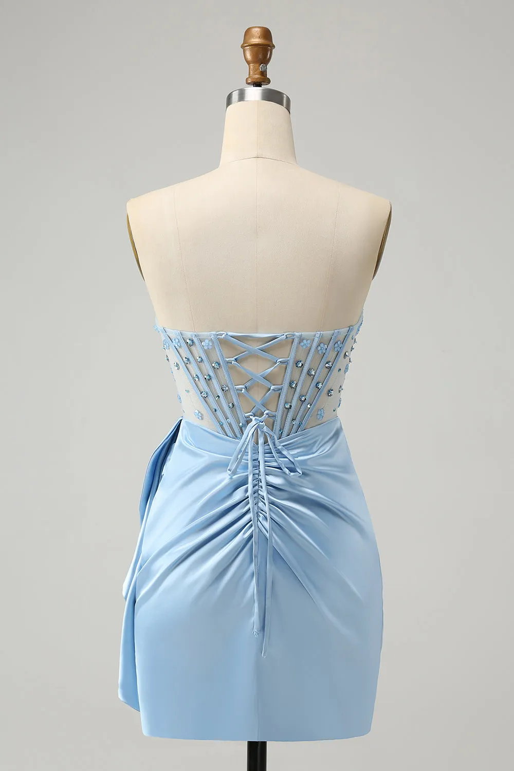 Sparkly Blue Bodycon Sweetheart Corset Homecoming Dress with Beading sold by Zapaka product image thumbnail 2