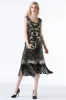 Sparkly Black Golden Fringed Flapper Dress sold by Zapaka