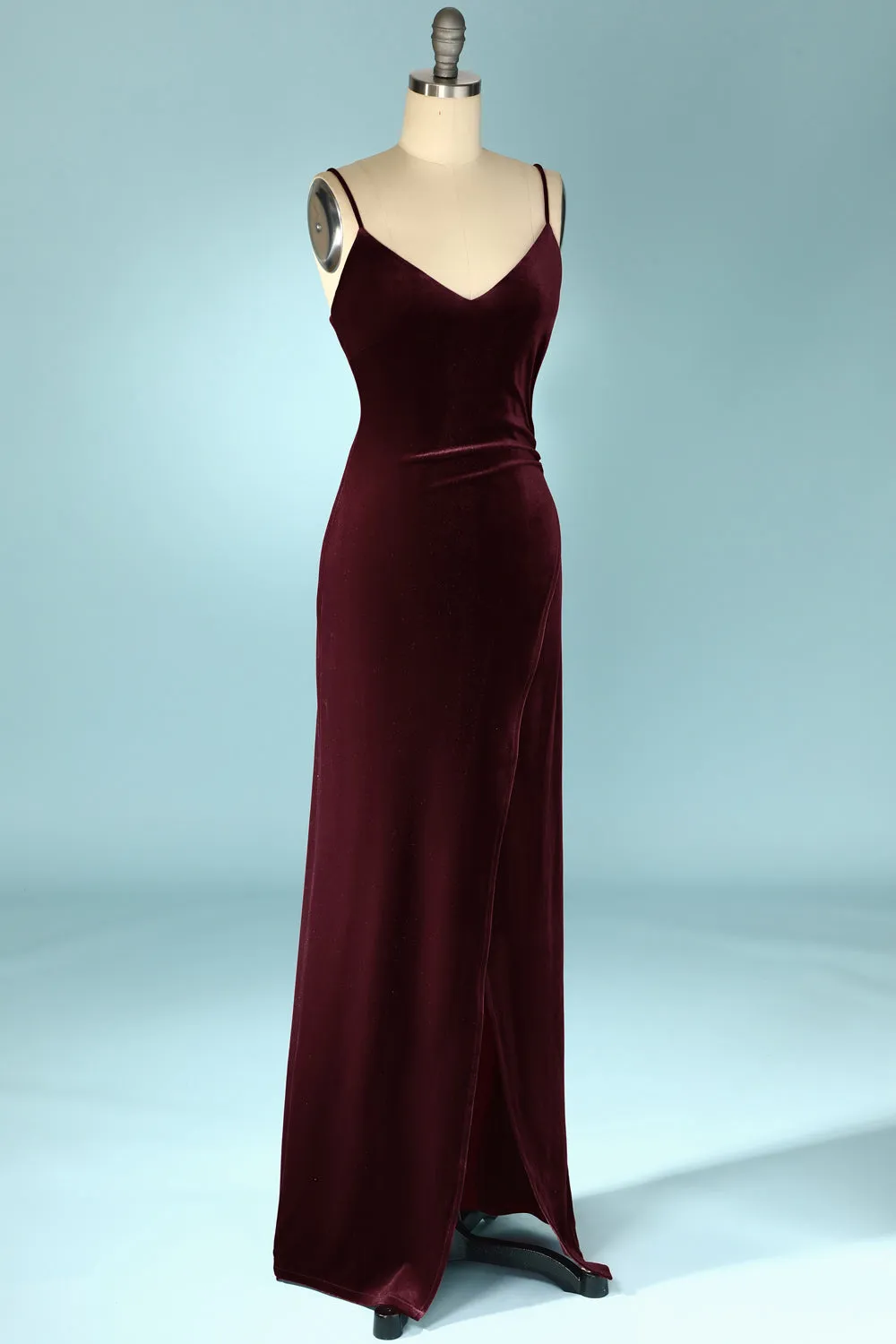 Burgundy Velvet Evening Prom Dress sold by Zapaka product image thumbnail 5