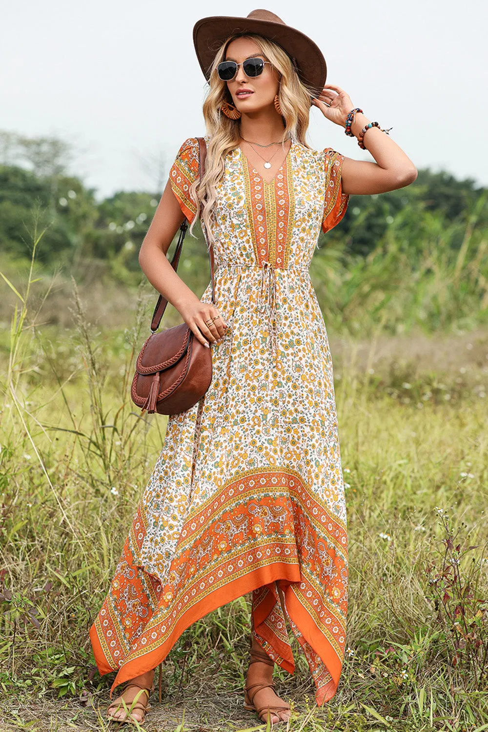 Floral Print V-neck Maxi Summer Dress sold by Zapaka product image thumbnail 3