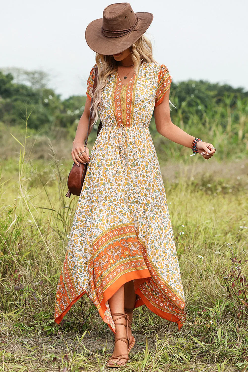Floral Print V-neck Maxi Summer Dress sold by Zapaka product image thumbnail 4