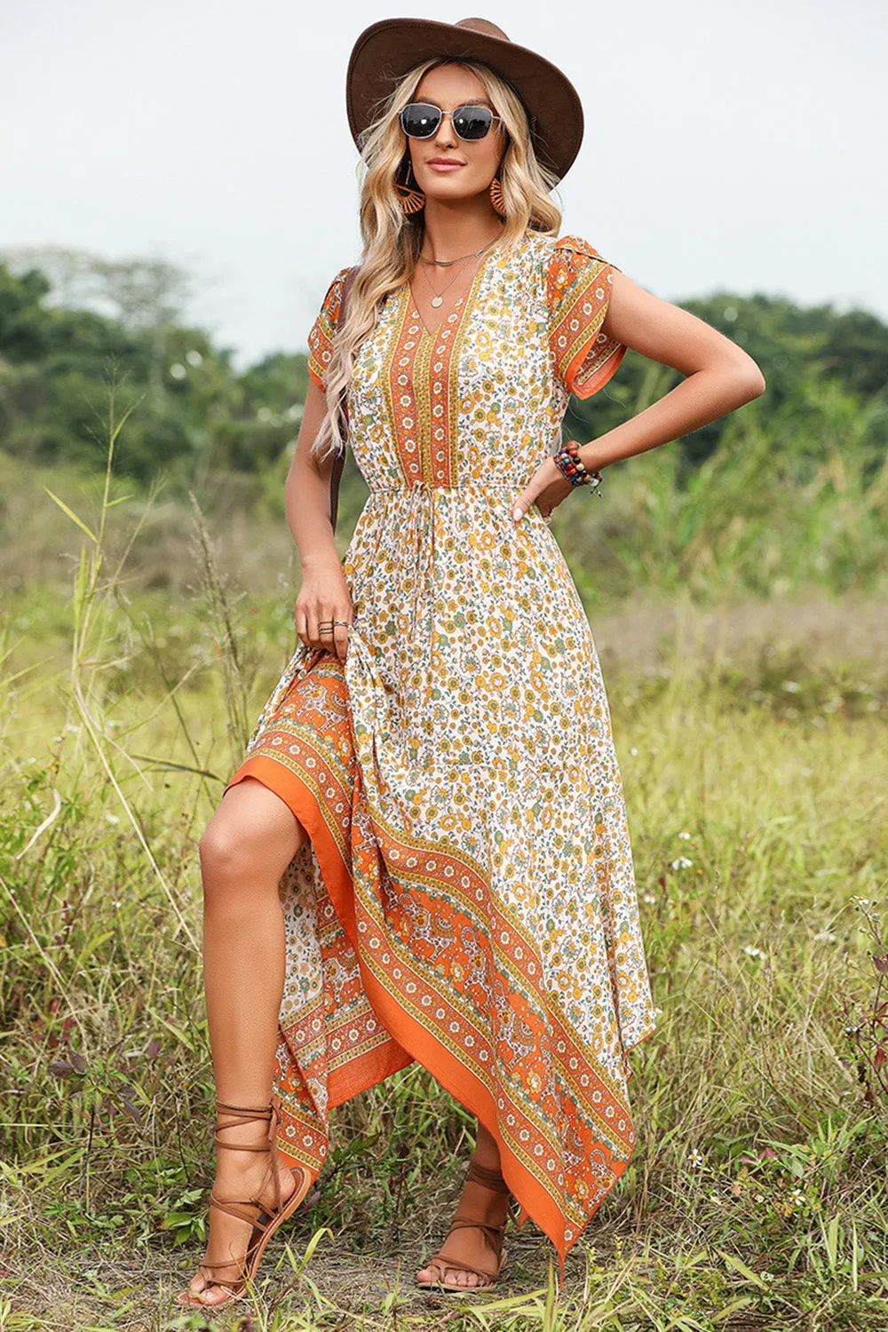 Floral Print V-neck Maxi Summer Dress sold by Zapaka