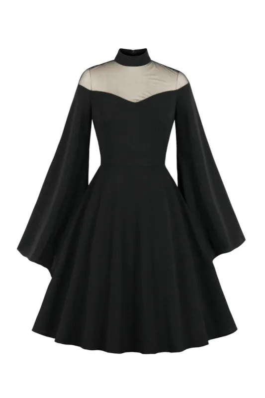 Vintage Black Halloween Dress with Long Sleeves made by Zapaka