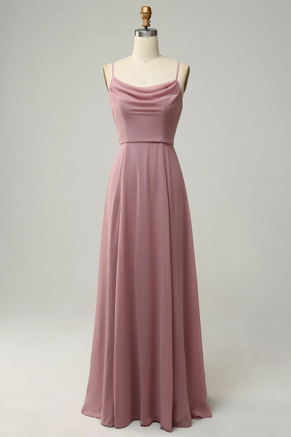 Spaghetti Straps A Line Sleeveless Long Bridesmaid Dress sold by Zapaka