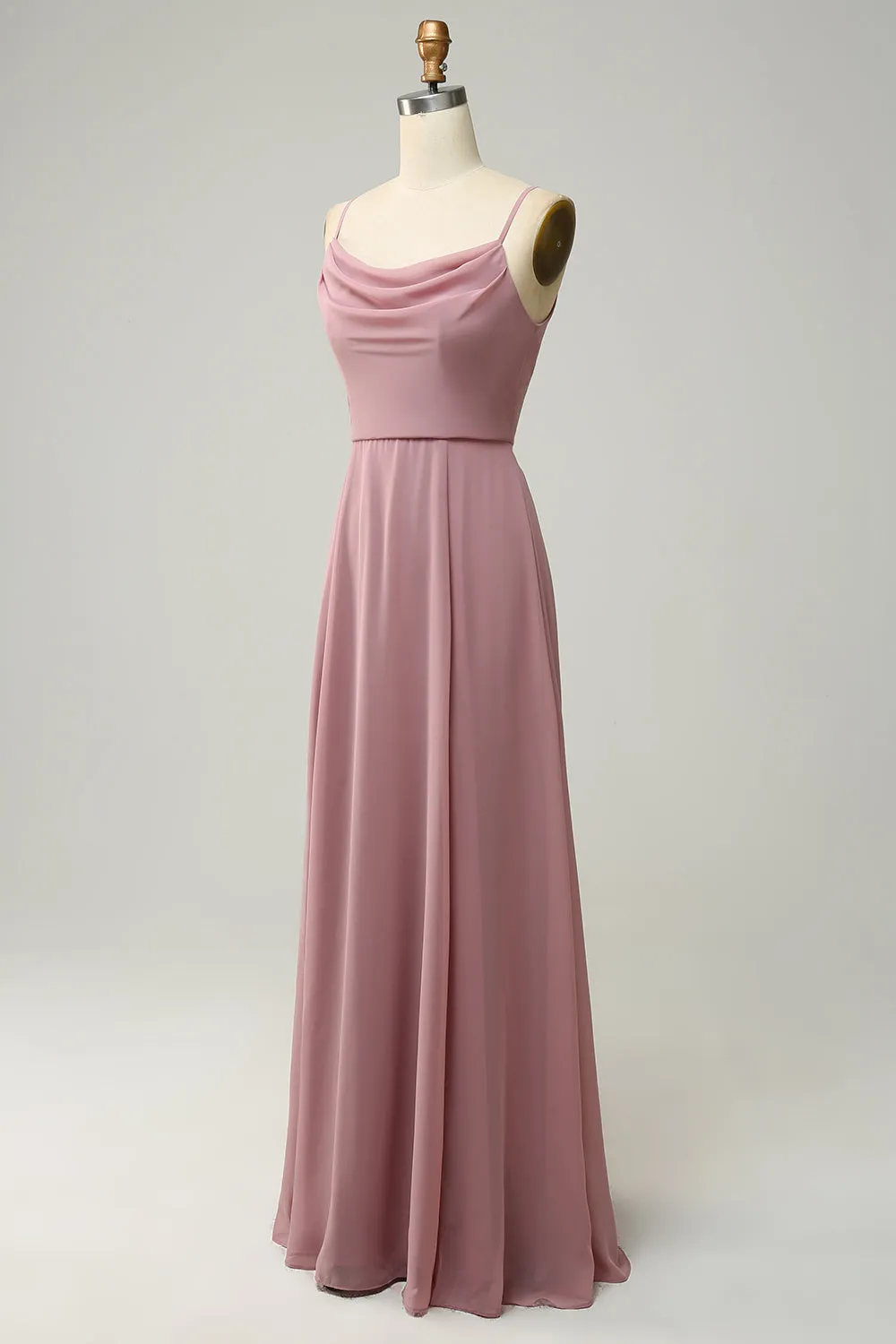 Spaghetti Straps A Line Sleeveless Long Bridesmaid Dress sold by Zapaka product image thumbnail 3