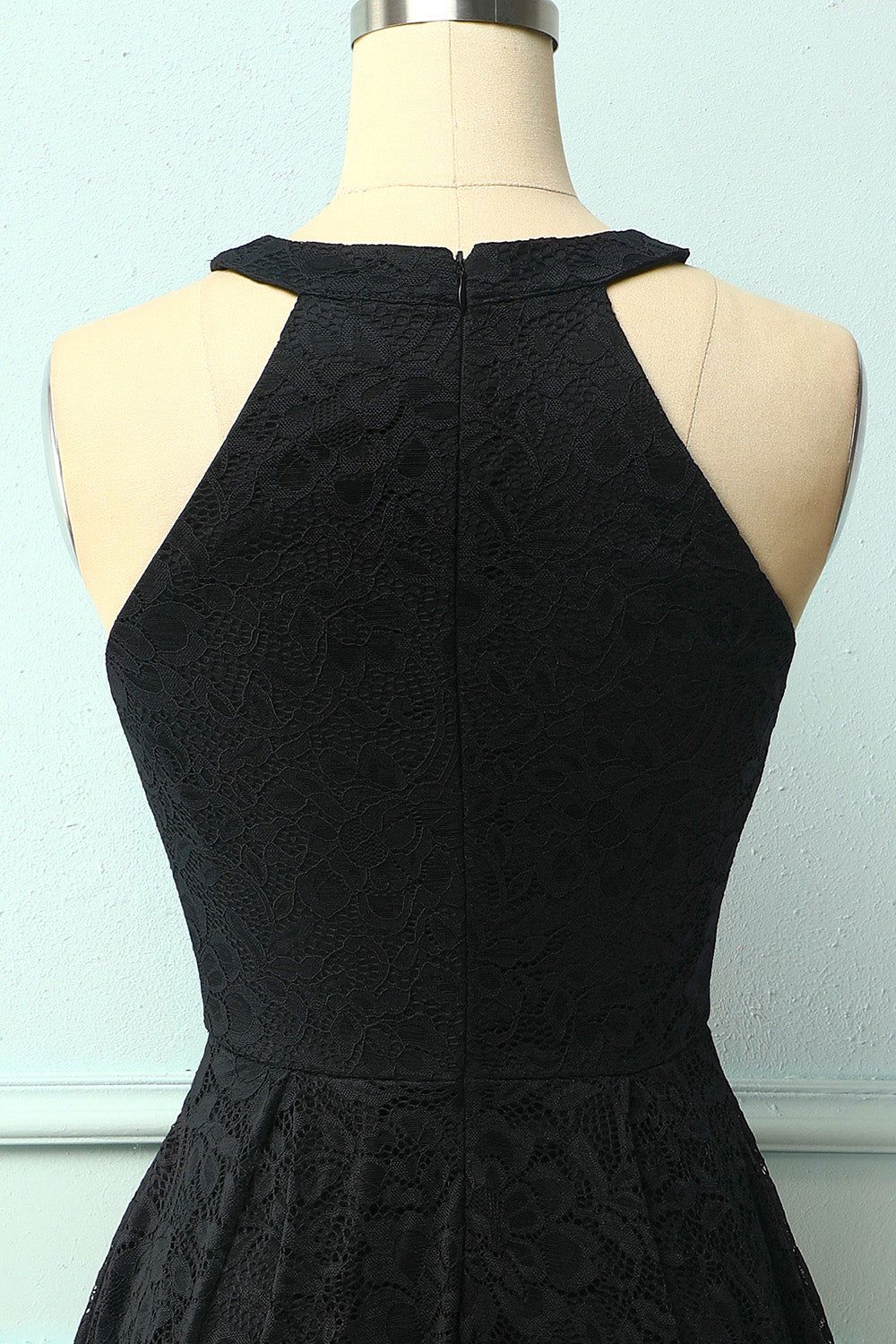 A Line Halter Lace Midi Little Black Dress sold by Zapaka product image thumbnail 4