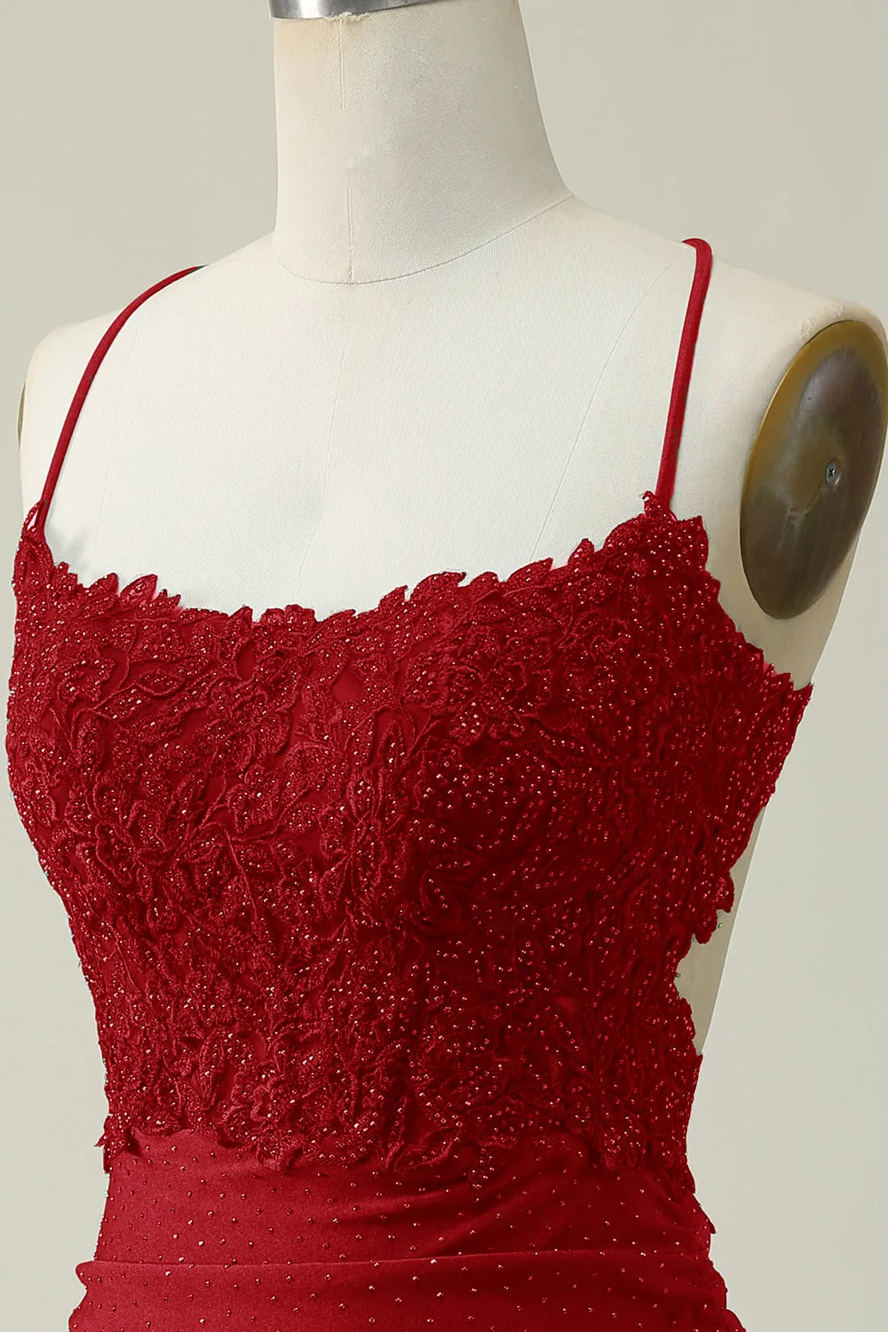 Sheath Spaghetti Straps Dark Red Short Homecoming Dress with Appliques sold by Zapaka product image thumbnail 5