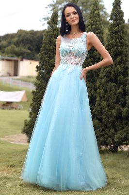 Blue Beading Tulle Prom Dress sold by Zapaka