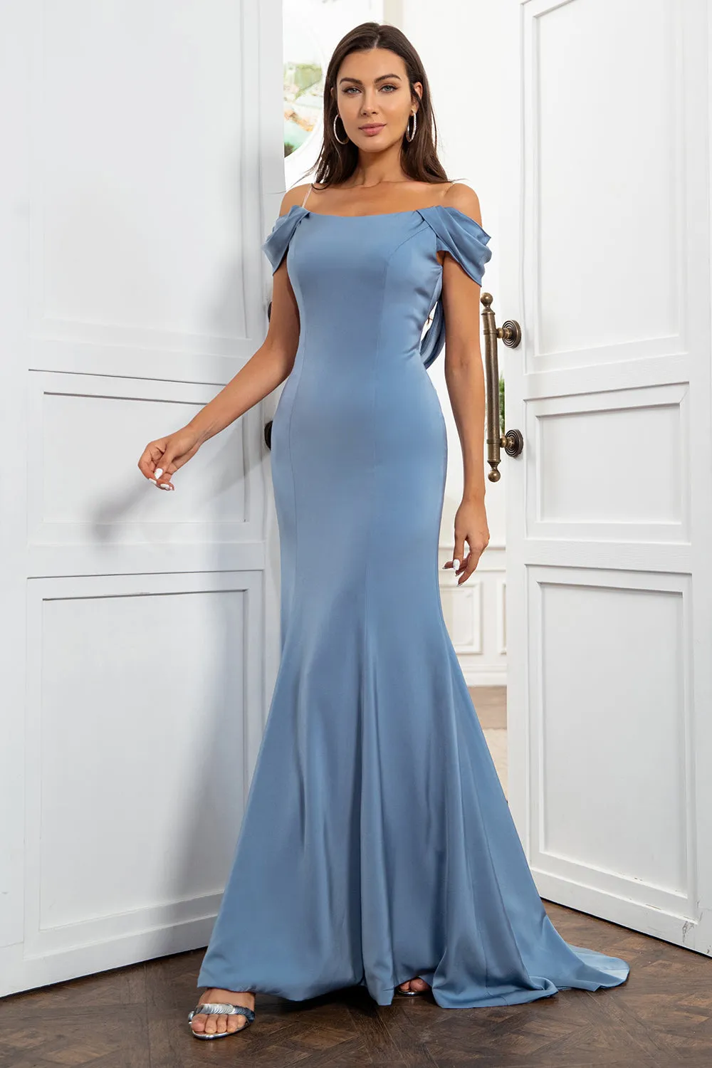 Mermaid Grey Blue Mother of the Bride Dress sold by Zapaka product image thumbnail 4