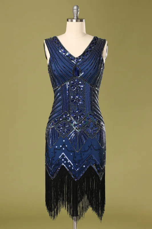 Vintage 1920s Blue Sequins Flapper Dress sold by Zapaka