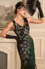 Dark Green Sequins Fringed 1920s Dress with Accessories Set sold by Zapaka