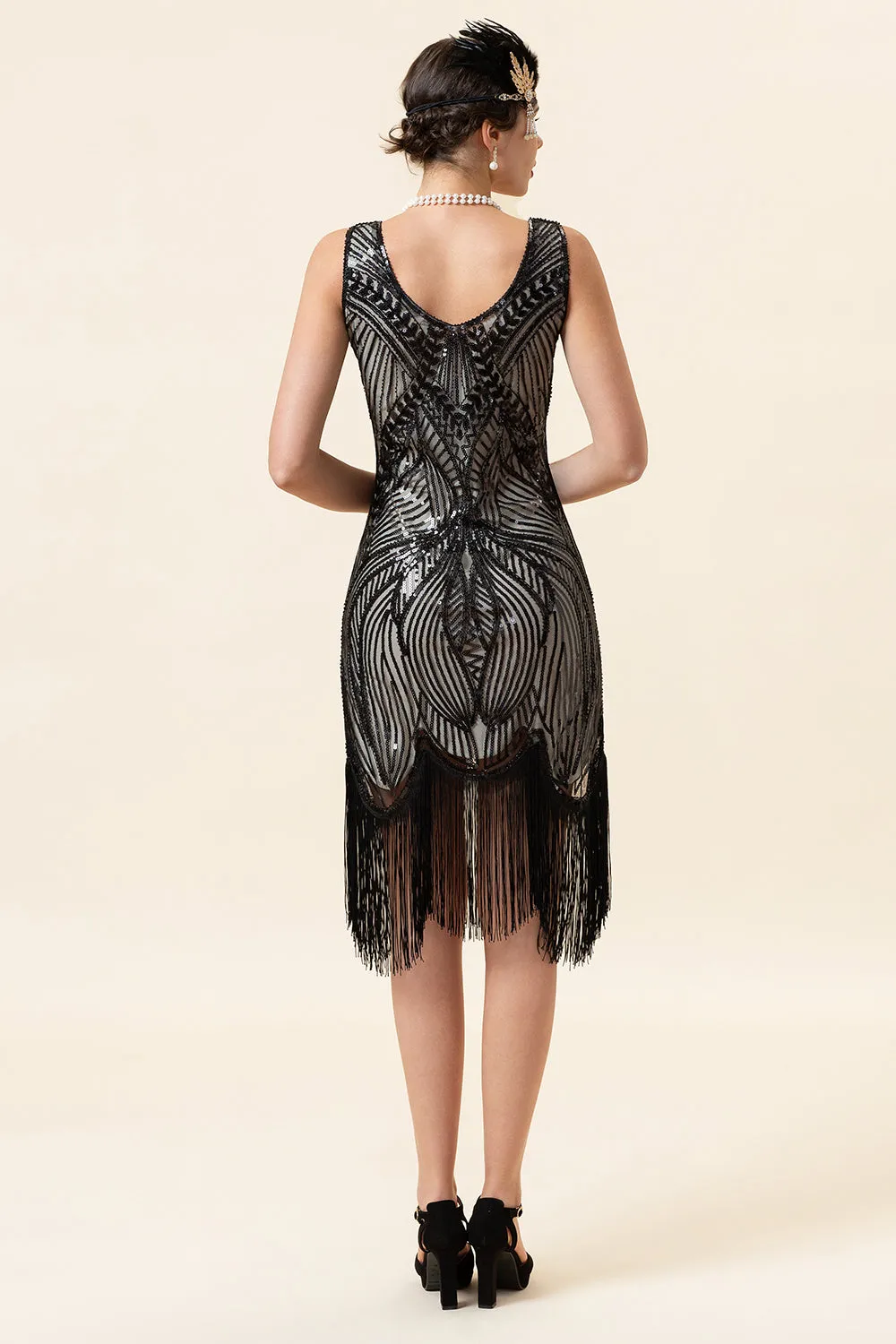 Sequins Fringed Flapper Dress with 1920s Accessories Set sold by Zapaka product image thumbnail 3