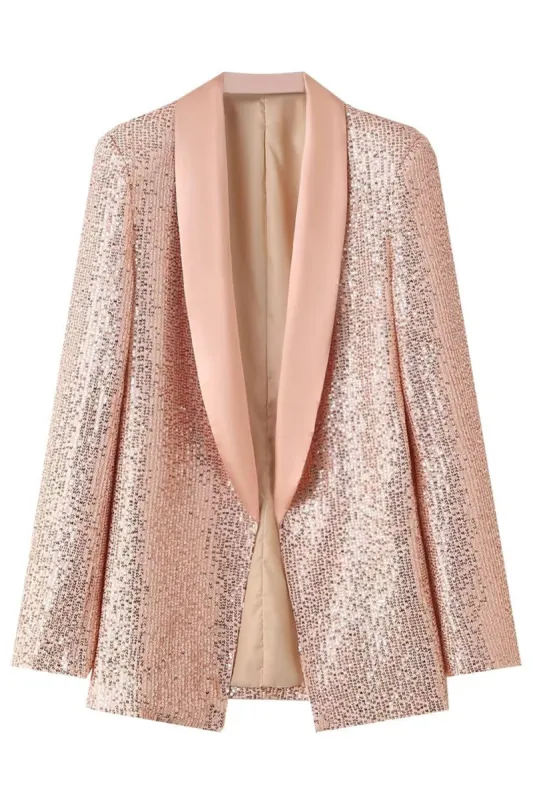 Sparkly Blush Sequins Women Prom Party Blazer sold by Zapaka