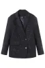 Sparkly Beaded Black Notched Lapel Blazer sold by Zapaka
