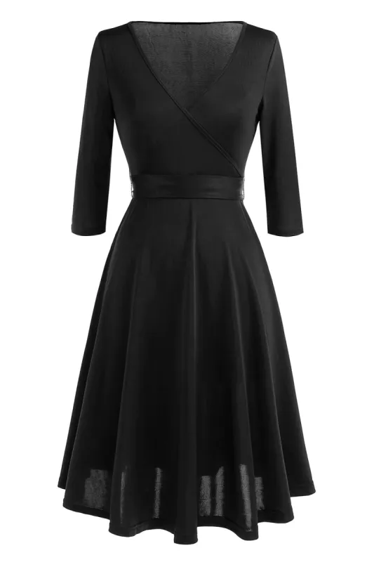 Black Vintage 1950s Dress with Sash sold by Zapaka