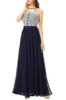 A Line Halter Navy Long Bridesmaid Dress with Lace sold by Zapaka