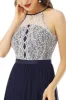 A Line Halter Navy Long Bridesmaid Dress with Lace sold by Zapaka