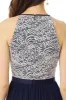 A Line Halter Navy Long Bridesmaid Dress with Lace sold by Zapaka