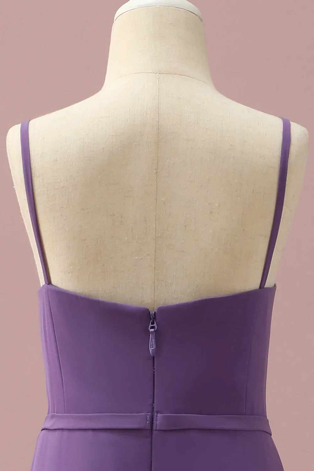 Purple Chiffon Spaghetti Straps Junior Bridesmaid Dress With Cascading Ruffles sold by Zapaka product image thumbnail 5