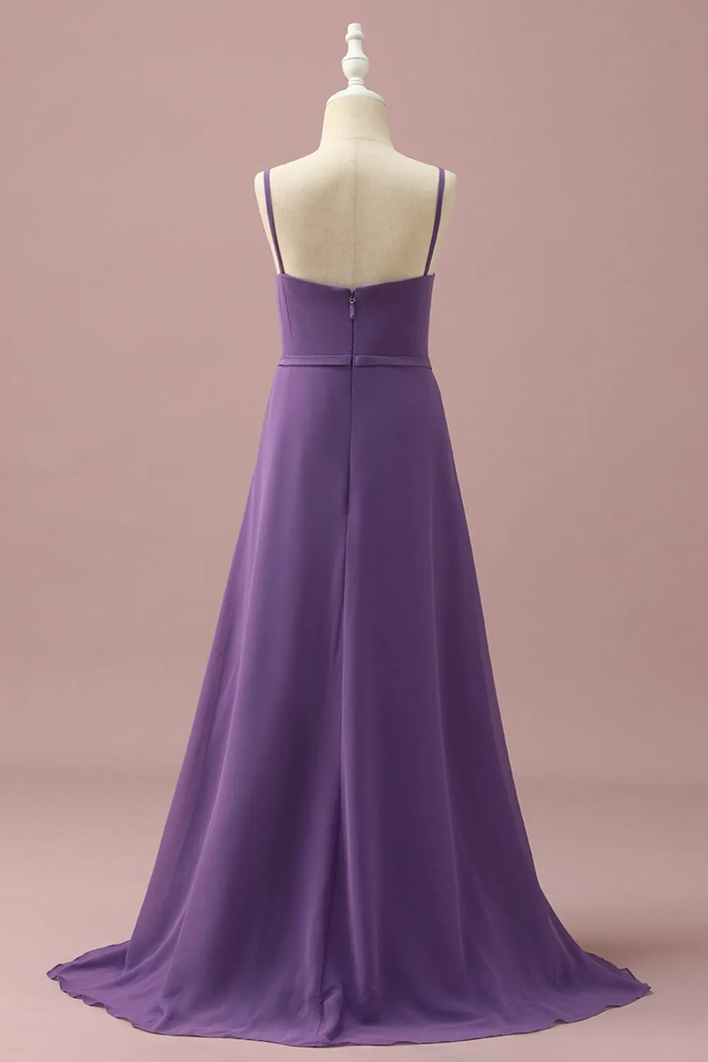 Purple Chiffon Spaghetti Straps Junior Bridesmaid Dress With Cascading Ruffles sold by Zapaka product image thumbnail 2