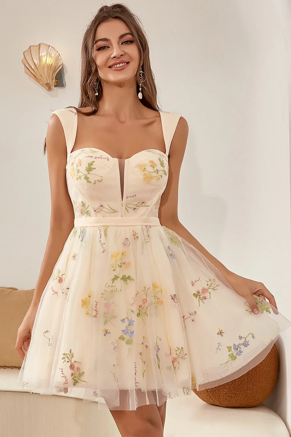 Champagne Cute A Line Sweetheart Short Homecoming Dress sold by Zapaka product image thumbnail 4