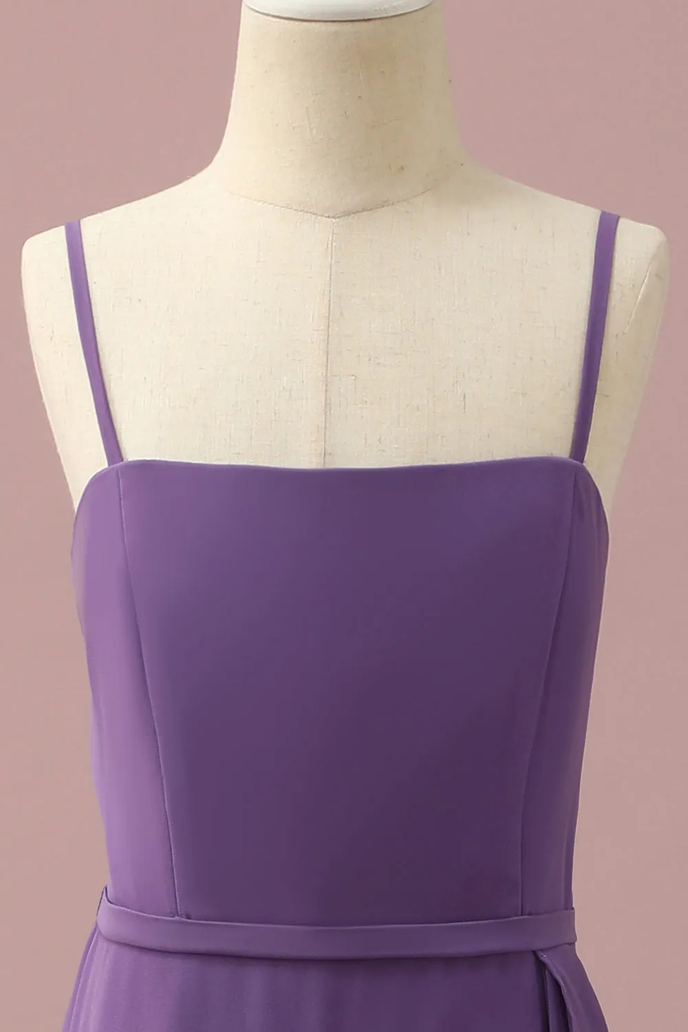 Purple Chiffon Spaghetti Straps Junior Bridesmaid Dress With Cascading Ruffles sold by Zapaka product image thumbnail 4