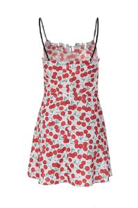 Spaghetti Straps Printed Red Casual Dress with Lace sold by Zapaka