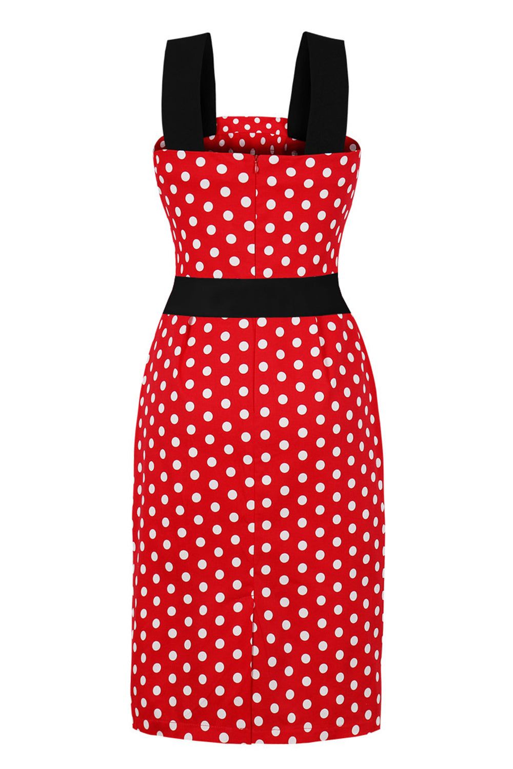 Red Polka Dots Bodycon 1960s Dress sold by Zapaka product image thumbnail 2
