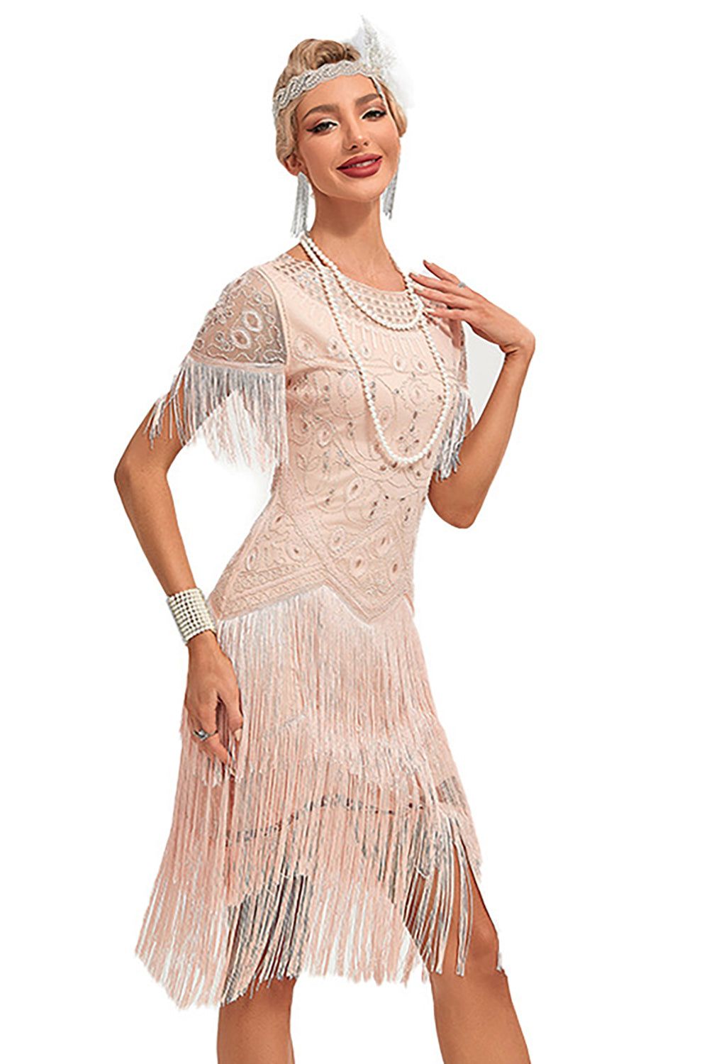 Beaded Fringes 1920s Flapper Dress with Backless sold by Zapaka product image thumbnail 5