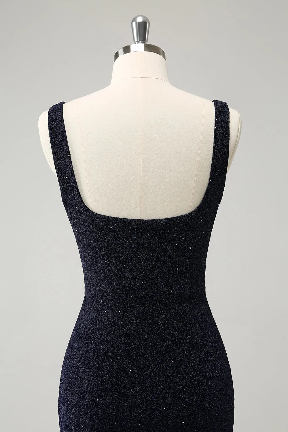 Sparkly Dark Blue Square Neck Bodycon Mini Homecoming Dress With Slit sold by Zapaka product image thumbnail 5