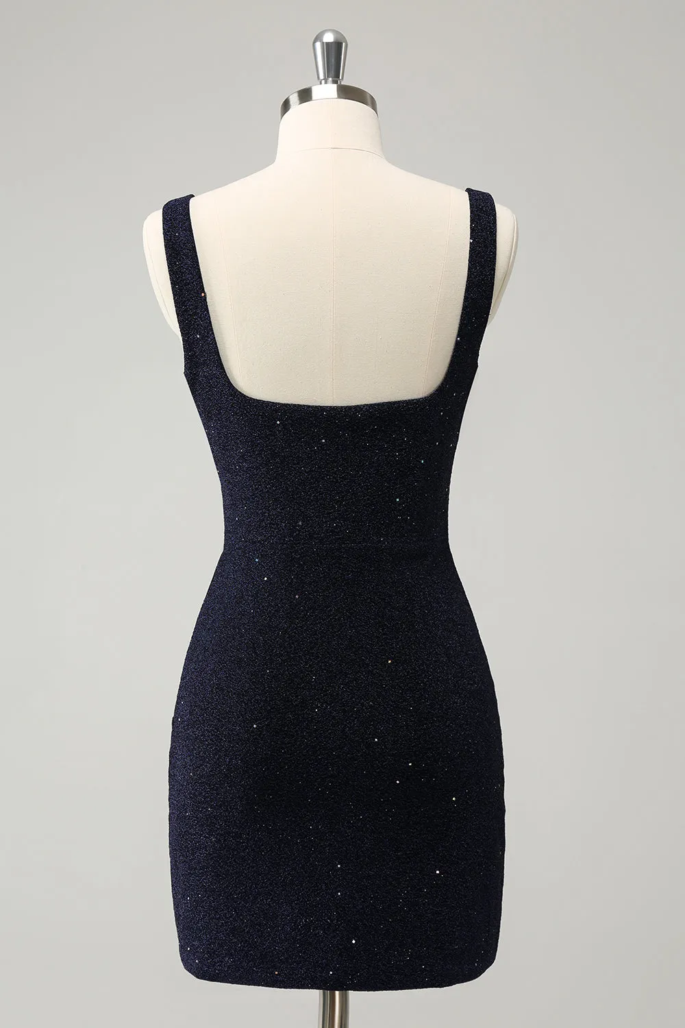 Sparkly Dark Blue Square Neck Bodycon Mini Homecoming Dress With Slit sold by Zapaka product image thumbnail 2
