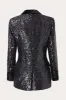 Sparkly Black Sequins Double Breasted Women Prom Blazer sold by Zapaka
