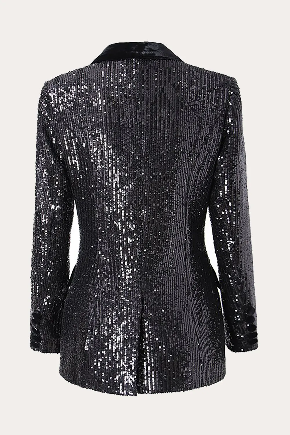 Sparkly Black Sequins Double Breasted Women Prom Blazer sold by Zapaka product image thumbnail 2