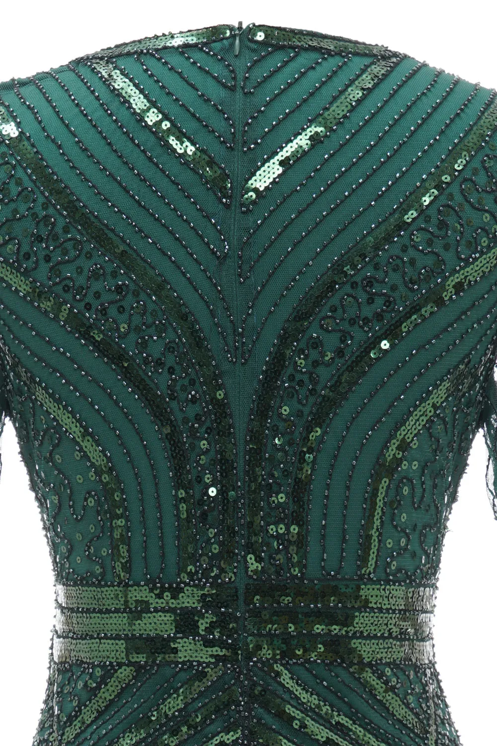 Dark Green Short Sleeves 1920s Dress With Fringes sold by Zapaka product image thumbnail 5
