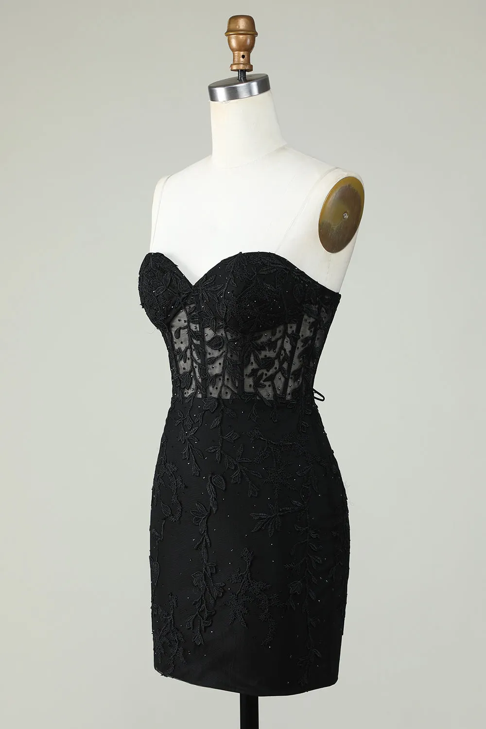 Bodycon Sweetheart Black Corset Short Homecoming Dress with Appliques sold by Zapaka product image thumbnail 3