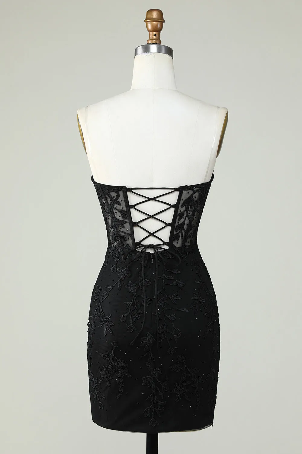 Bodycon Sweetheart Black Corset Short Homecoming Dress with Appliques sold by Zapaka product image thumbnail 2
