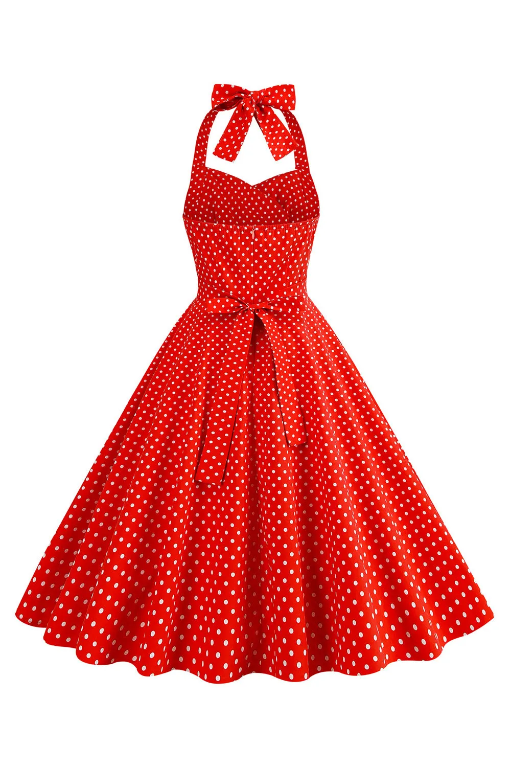 Halter Red Polka Dots 1950s Dress sold by Zapaka product image thumbnail 2