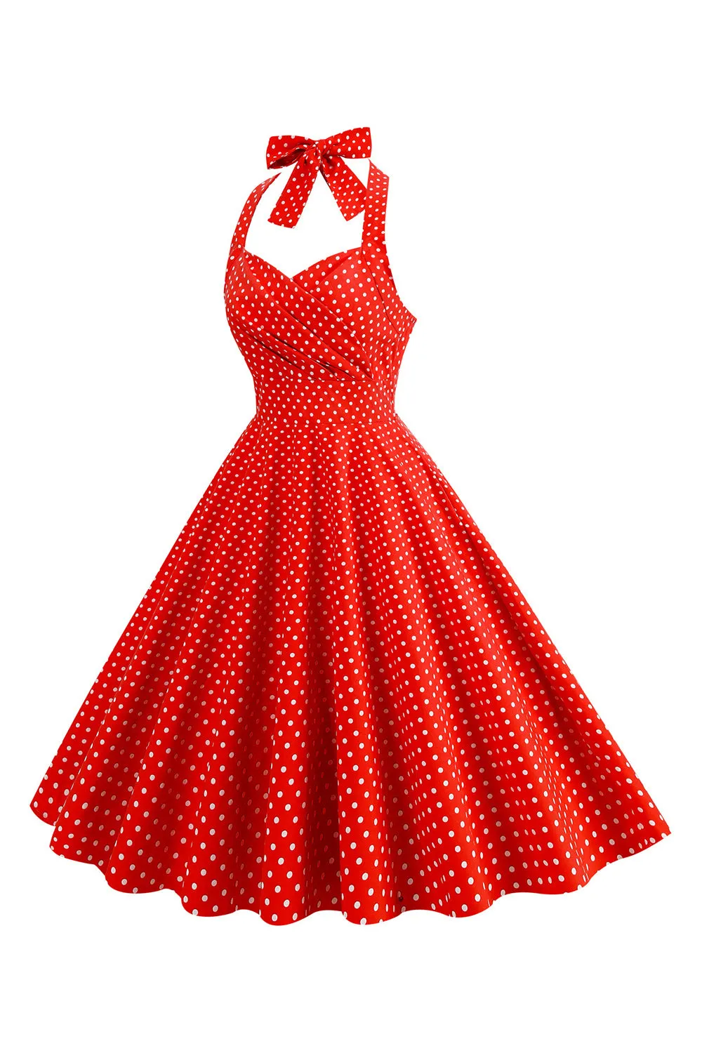 Halter Red Polka Dots 1950s Dress sold by Zapaka product image thumbnail 3