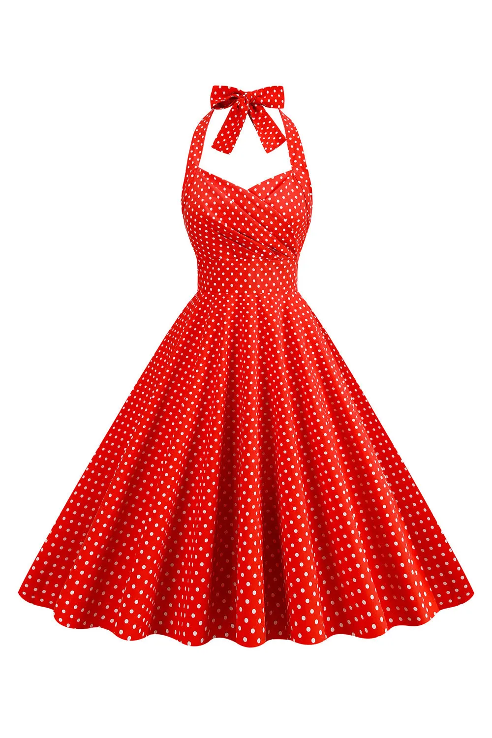 Halter Red Polka Dots 1950s Dress sold by Zapaka