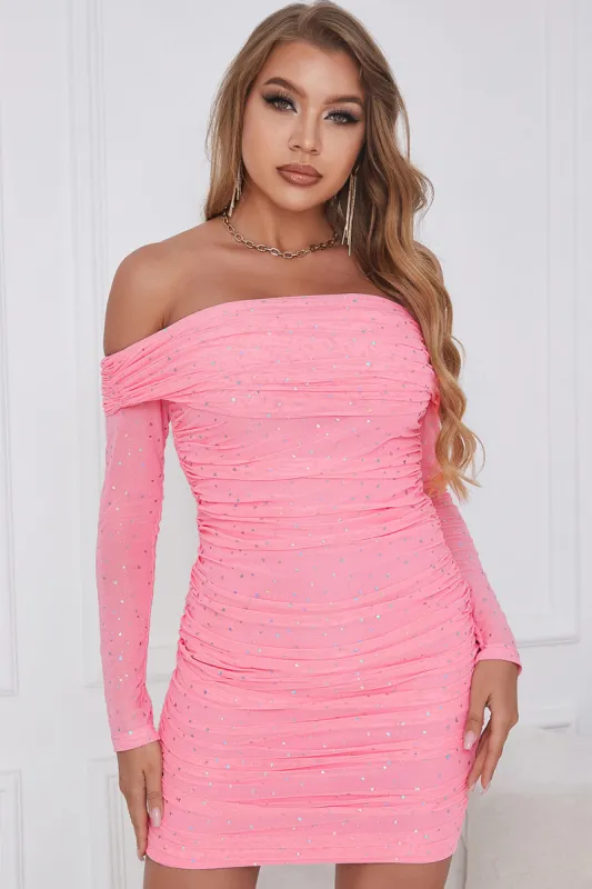 Sheath Off the Shoulder Coral Short Homecoming Dress sold by Zapaka