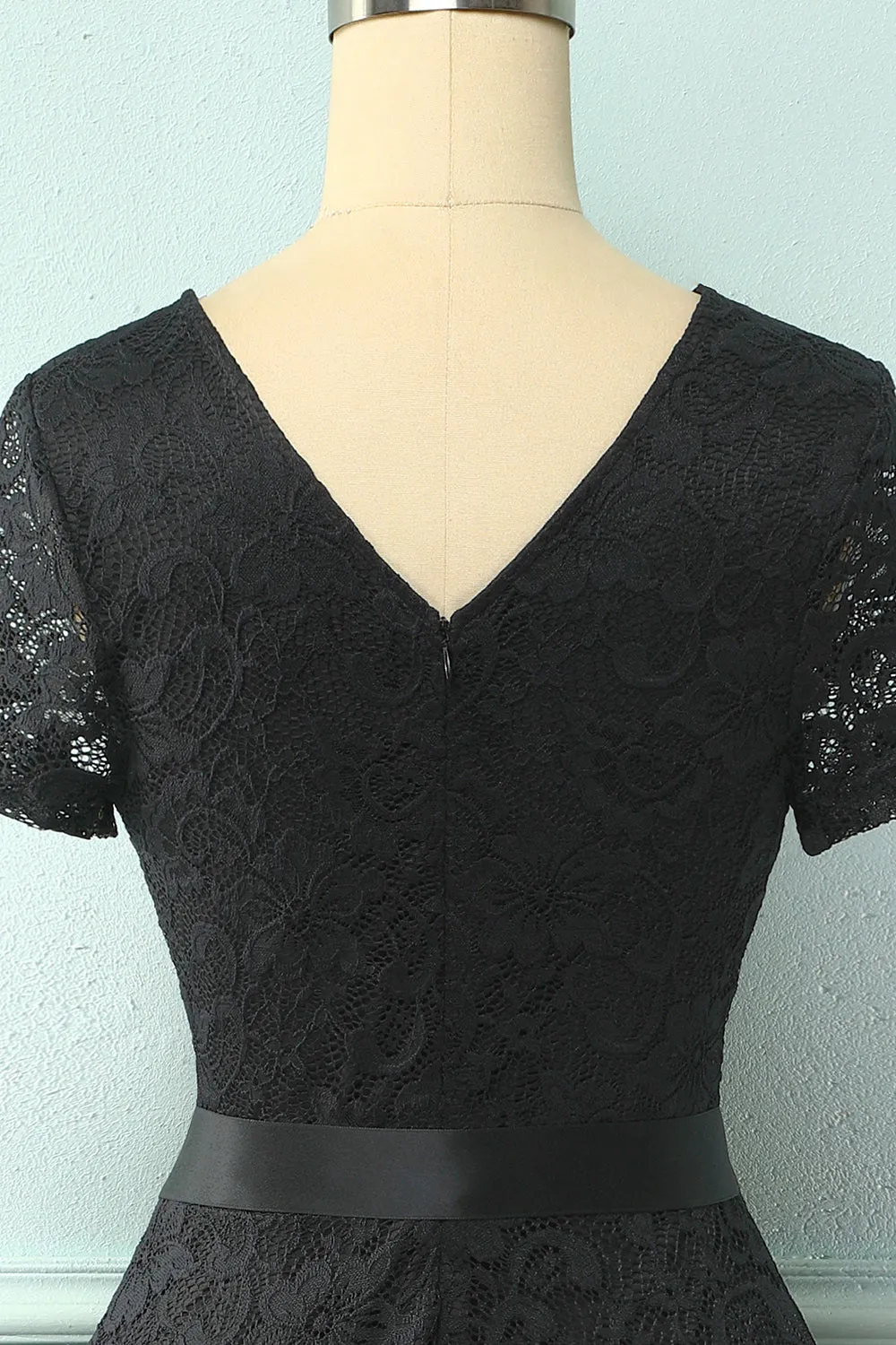 Black Short Sleeves Lace Dress sold by Zapaka product image thumbnail 5