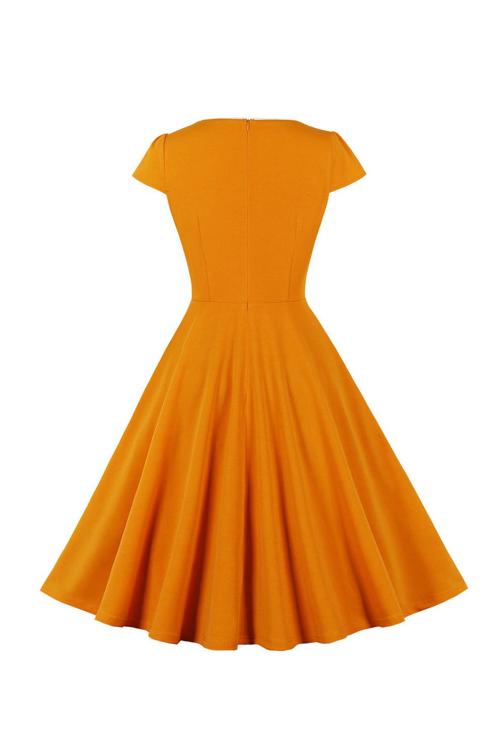 Orange A Line 1950s Swing Dress with Hollow-out sold by Zapaka product image thumbnail 2