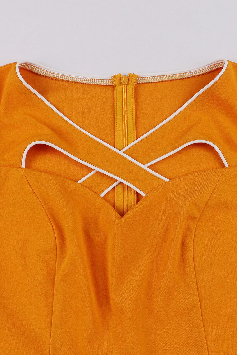 Orange A Line 1950s Swing Dress with Hollow-out sold by Zapaka product image thumbnail 3