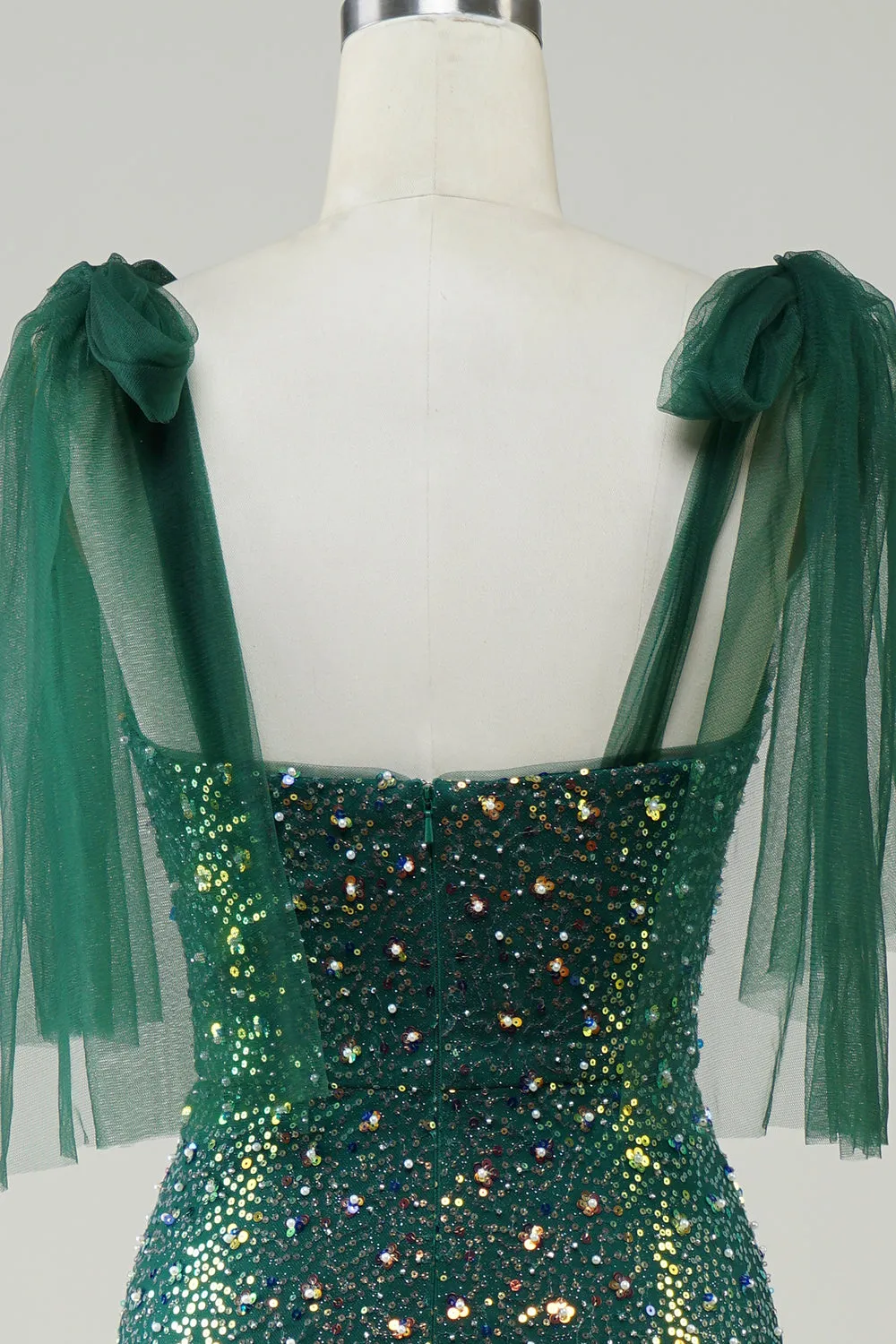 Sparkly Dark Green Mermaid Sequin Long Prom Dress with Slit sold by Zapaka product image thumbnail 5