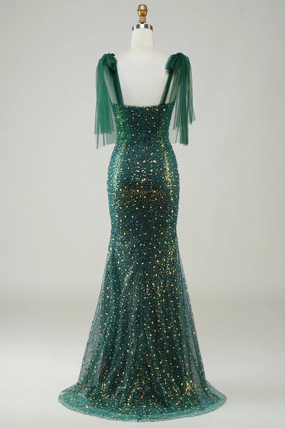 Sparkly Dark Green Mermaid Sequin Long Prom Dress with Slit sold by Zapaka product image thumbnail 2