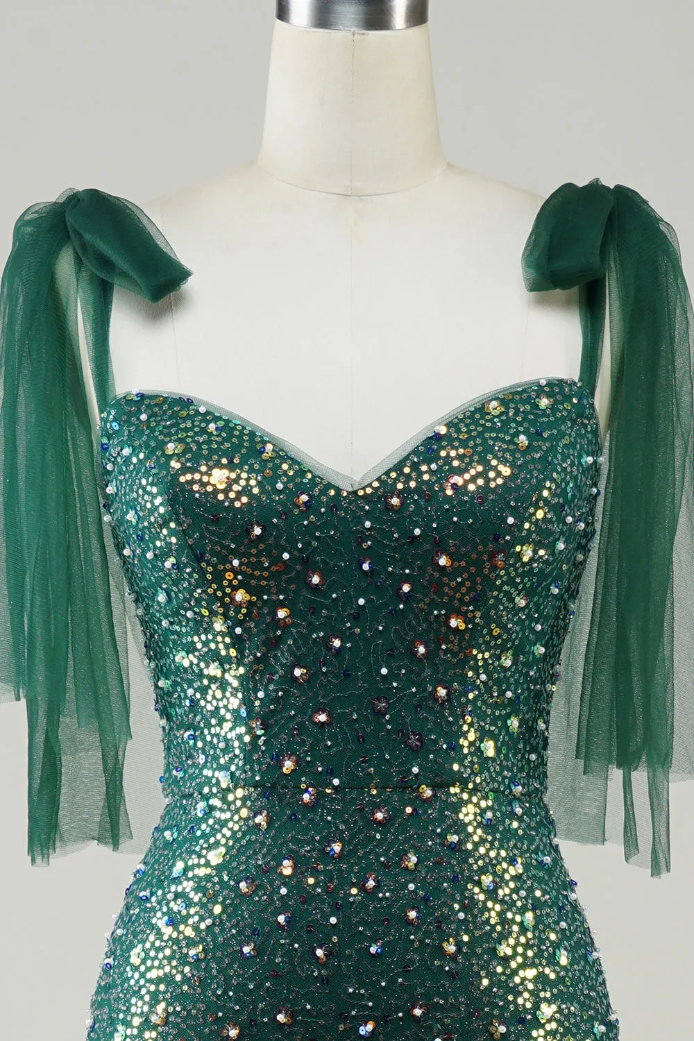 Sparkly Dark Green Mermaid Sequin Long Prom Dress with Slit sold by Zapaka product image thumbnail 4