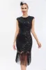 Black Sequins 1920s Gatsby Dress with Fringes sold by Zapaka