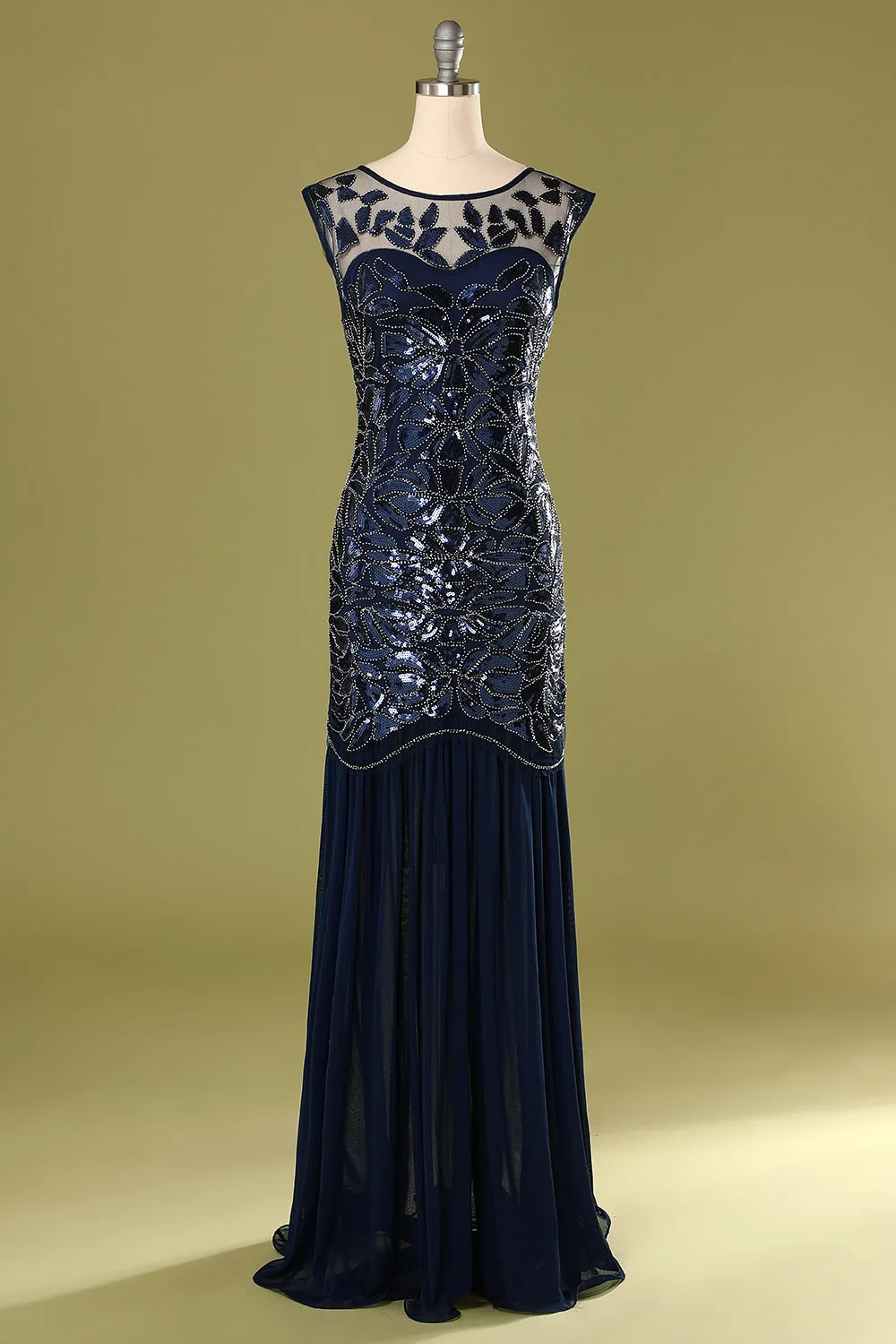 Navy 1920s Sequined Flapper Dress sold by Zapaka