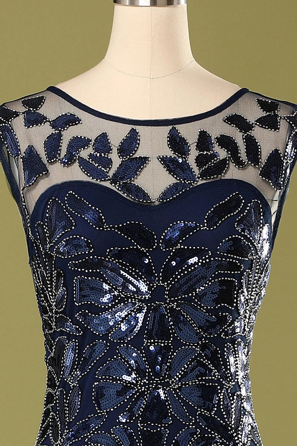 Navy 1920s Sequined Flapper Dress sold by Zapaka product image thumbnail 3